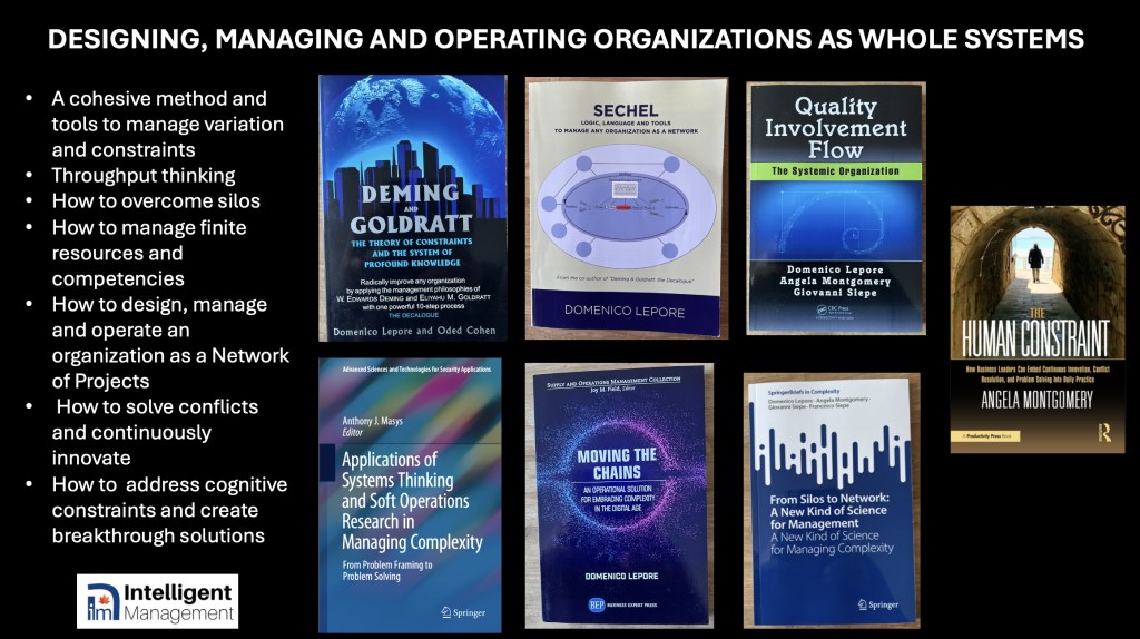 Books by Intelligent Management Inc on the Decalogue management method Theory of Constraints and Deming